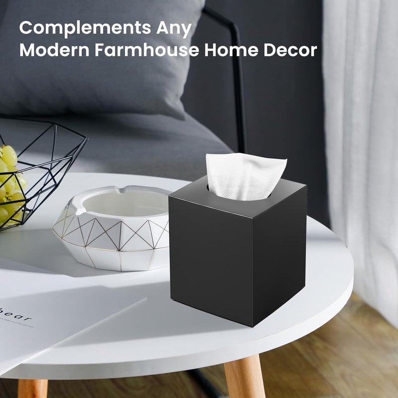 Chintu Tissue Box Cover, Square Modern Facial Acrylic Tissue Holder Napkin Dispenser Accessories for Bathroom Vanity Countertop,Bedroom Dresser,Night Stand,Desk,Office (Black) - Image 5